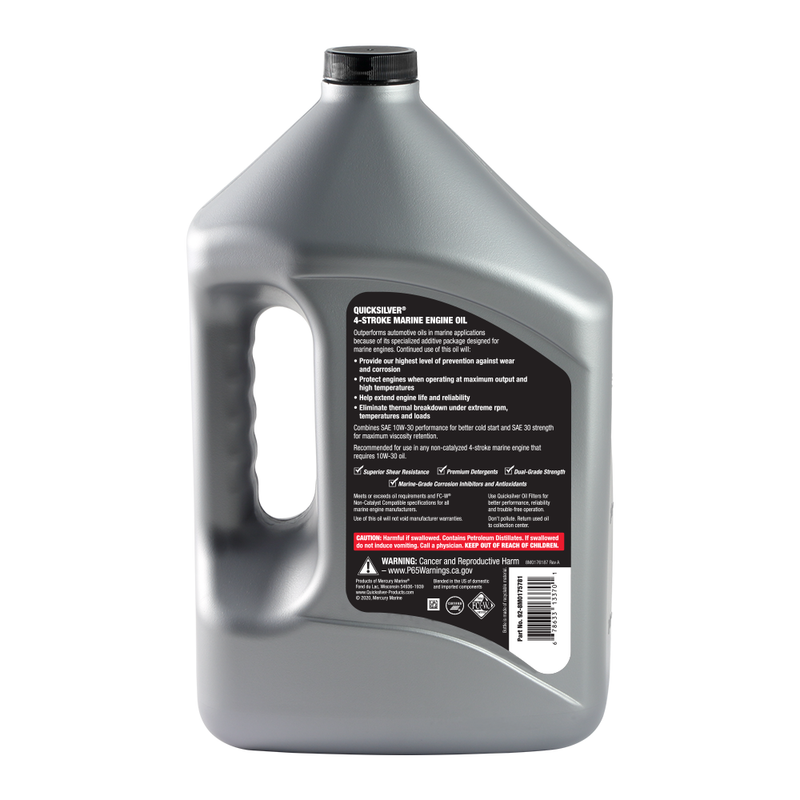 Quicksilver Full Synthetic 10W-30 4-Stroke Marine Engine Oil 8M0175781 - Gallon - 8M0175781