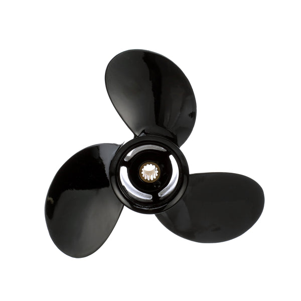 Quicksilver QA2173R Black Diamond 3-Blade Aluminum Propeller - 9.25" diameter x 9" pitch, Right Hand Rotation, 15 HP - 20 HP Mercury FourStroke, 9.9 CT 2005 & Newer, Black Finish - QA2173R