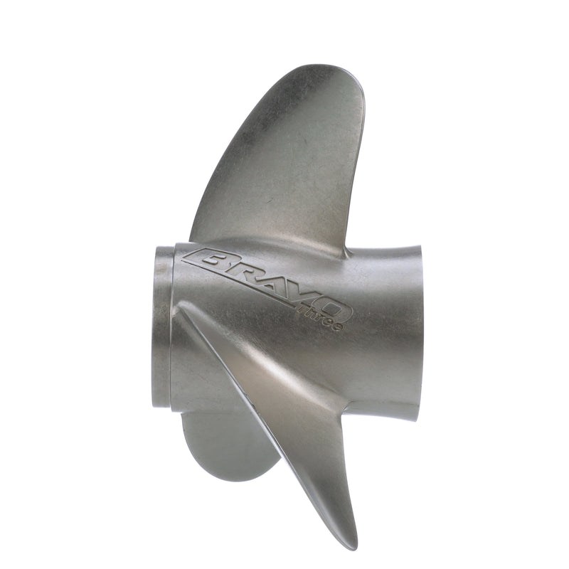 Quicksilver 8M0123399 Bravo Three 14.4" diameter X 19" pitch, 3-Blade Stainless Steel Propeller, Right Hand Rotation, Matte Finish - 8M0123399