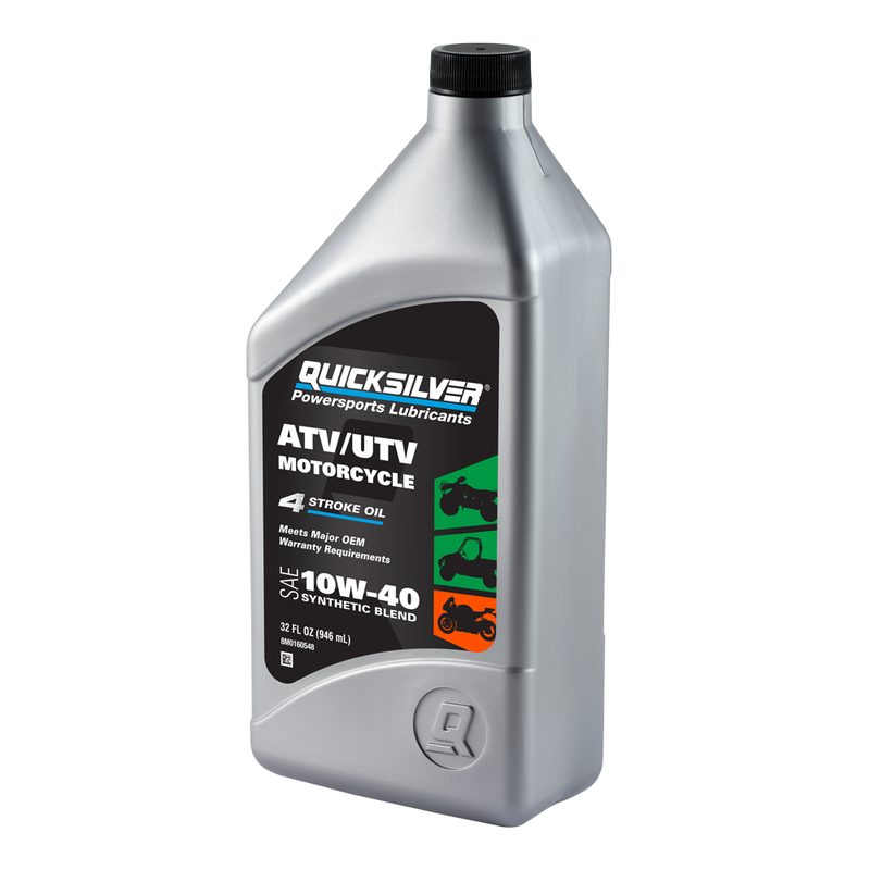 Quicksilver 8M0166408 10W-40 Synthetic Blend ATV/UTV/Motorcycle Oil – 1 Quart - 8M0166408