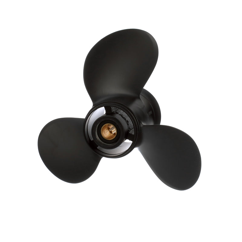 Quicksilver QA3808R Black Diamond 3-Blade Aluminum Propeller - 9.9" diameter x 10.5" pitch, Right Hand Rotation, 20 HP - 30 HP Yamaha w/10-tooth Spline, Black Finish - QA3808R