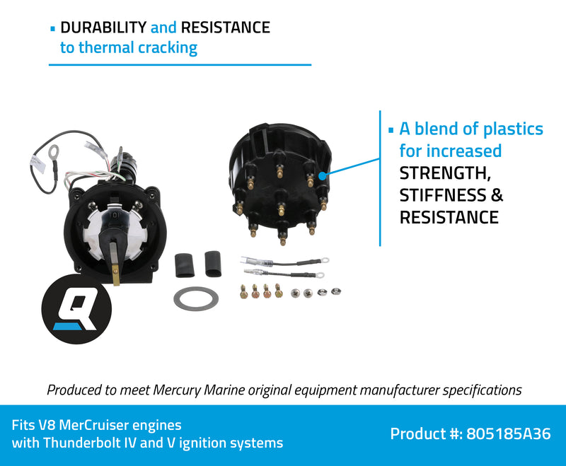 Quicksilver Distributor Assembly 805185A36 - Thunderbolt Ignition - Marinized, V-8 MerCruiser Engines Made by General Motors with Thunderbolt IV and V Ignition Systems - 805185A36