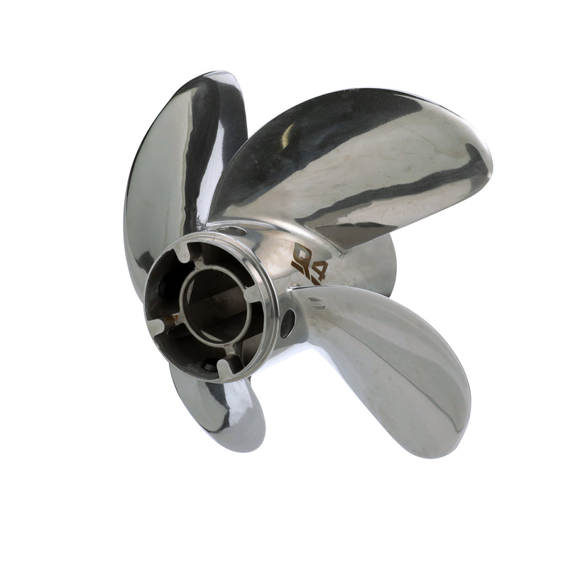 Quicksilver 8M0103528 Q4 14.6" diameter X 19" pitch, 4-Blade Stainless Steel Propeller, Right Hand Rotation, 90 CT, 350 HP - 8M0103528