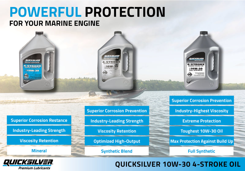 Quicksilver Full Synthetic 10W-30 4-Stroke Marine Engine Oil 8M0175781 - Gallon - 8M0175781