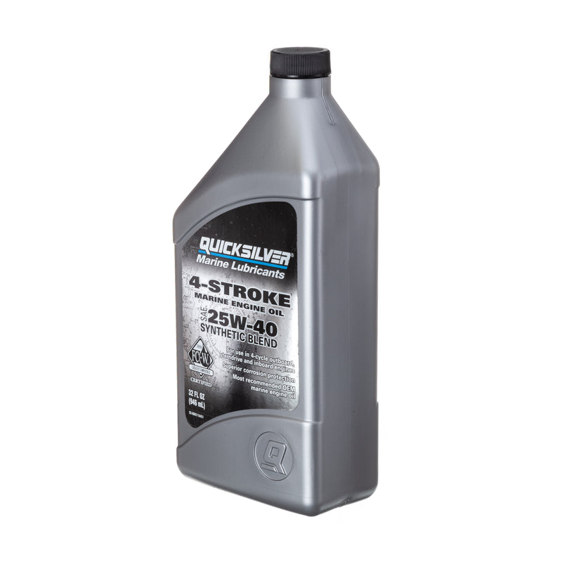 Quicksilver 8M0116451 Synthetic Blend Four Stroke Oil - SAE 25W40 - 1 Quart Bottle - 8M0116451