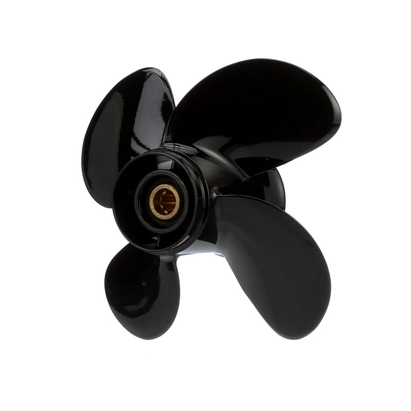 Quicksilver 8M8027516 Nemesis 4-Blade Aluminum Propeller - 9.3" diameter x 9.5" pitch, Right Hand Rotation, 25 HP - 30 HP Mercury FourStroke (2006 & Newer), Black Finish - 8M8027516