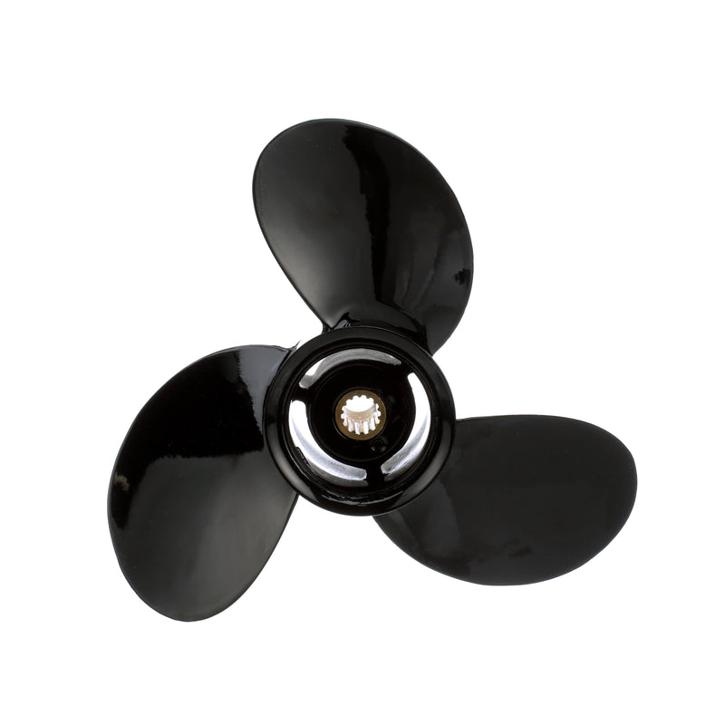 Quicksilver QA2175R Black Diamond 3-Blade Aluminum Propeller - 9.25" diameter x 10" pitch, Right Hand Rotation, 15 HP - 20 HP Mercury FourStroke, 9.9 CT 2005 & Newer, Black Finish - QA2175R