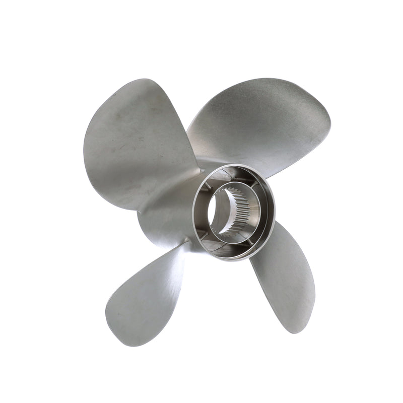 Quicksilver 8M0123400 Bravo Three 16" diameter X 19" pitch, 4-Blade Stainless Steel Propeller, Left Hand Rotation, Matte Finish - 8M0123400