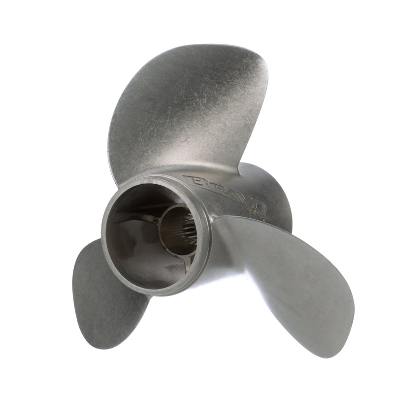 Quicksilver 8M0123401 Bravo Three 14.4" diameter X 20" pitch, 3-Blade Stainless Steel Propeller, Right Hand Rotation, Matte Finish - 8M0123401