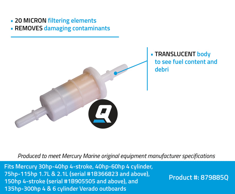 Quicksilver 879885Q In-line Fuel Filter - Mercury and Mariner Outboards - 879885Q