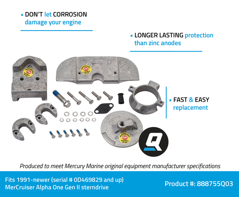 Quicksilver 888755Q3 Magnesium Anode Kit - MerCruiser Alpha One Gen II - 888755Q03