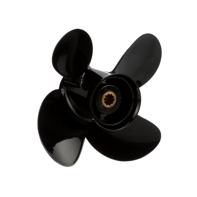 Quicksilver 8M8027516 Nemesis 4-Blade Aluminum Propeller - 9.3" diameter x 9.5" pitch, Right Hand Rotation, 25 HP - 30 HP Mercury FourStroke (2006 & Newer), Black Finish - 8M8027516