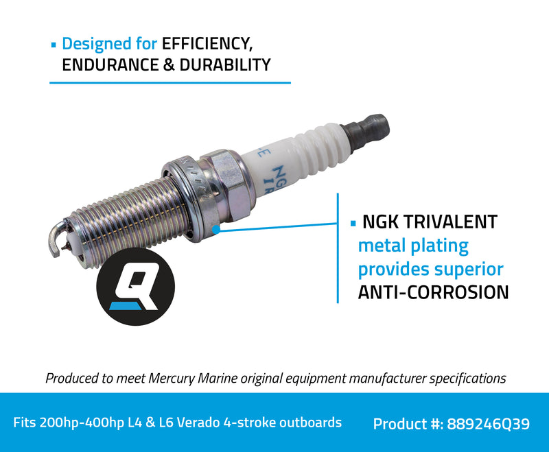 Quicksilver 889246Q39 NGK ILFR6GE Laser Iridium Spark Plug, 1-Pack - 889246Q39