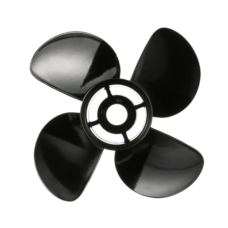 Quicksilver 8M0055535 Nemesis 4-Blade Aluminum Propeller - 14" diameter x 19" pitch, Right Hand Rotation, 90 CT - 300 HP Mercury/MerCruiser, Black Finish - 8M0055535