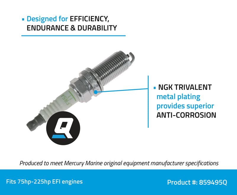 Quicksilver 859495Q NGK LFR5A-11 V-Power Spark Plug, 1-Pack - 859495Q