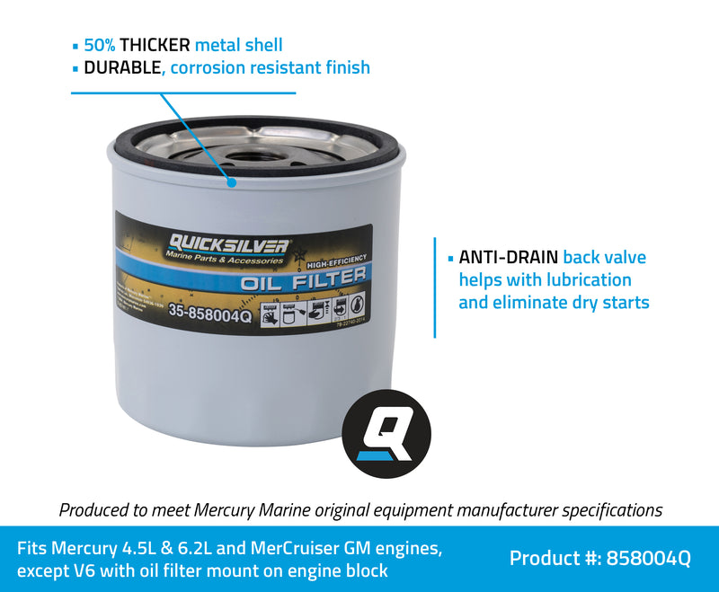 Quicksilver 858004Q High Performance Oil Filter - MerCruiser Stern Drive and Inboards Engines - 858004Q