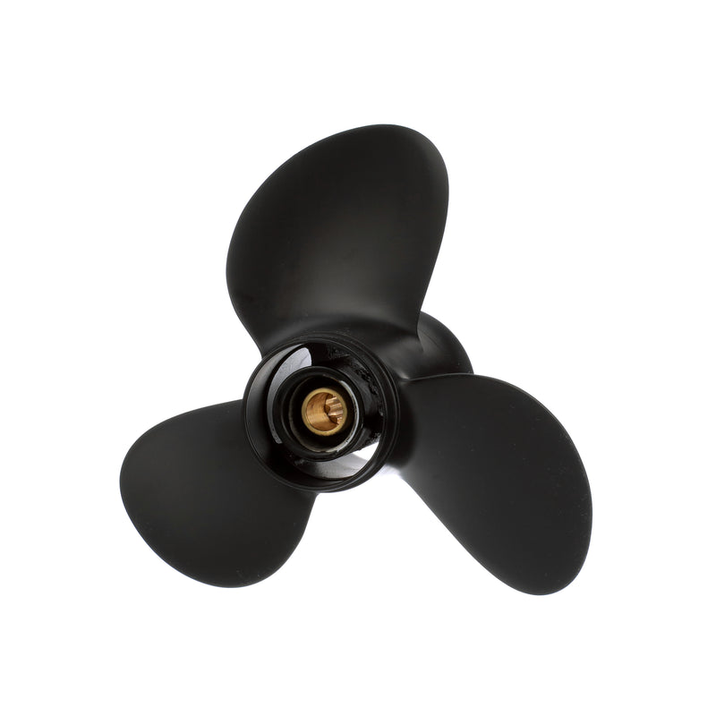 Quicksilver QA3914R Black Diamond 3-Blade Aluminum Propeller - 9.25" diameter x 10" pitch, Right Hand Rotation, 9.9 HP - 20 HP Honda/Yamaha w/8-tooth Spline, Black Finish - QA3914R