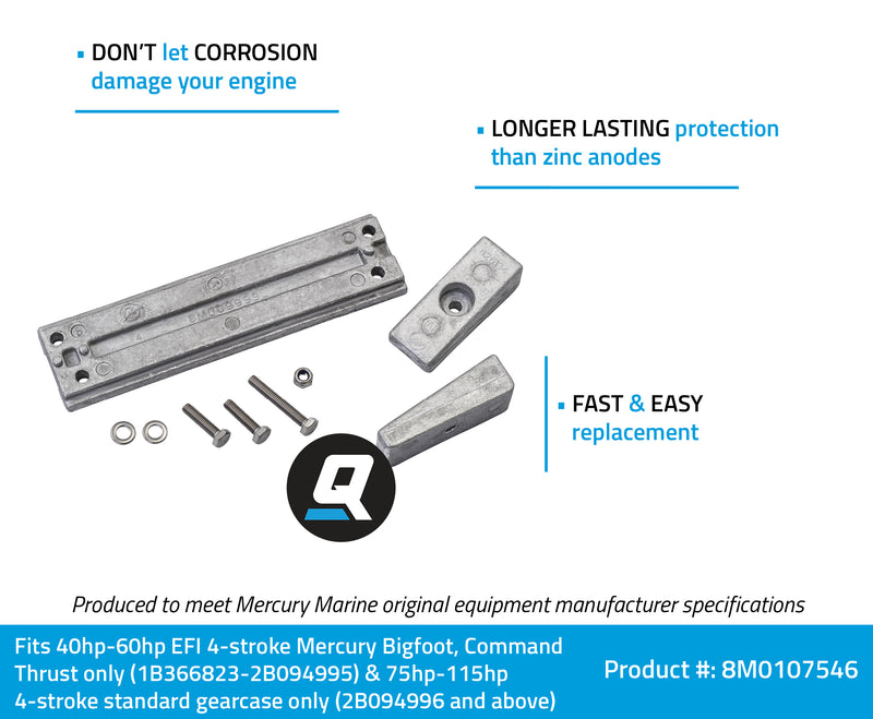 Quicksilver 8M0107546 Aluminum Anode Kit - Mercury and Mariner Outboards - 8M0107546