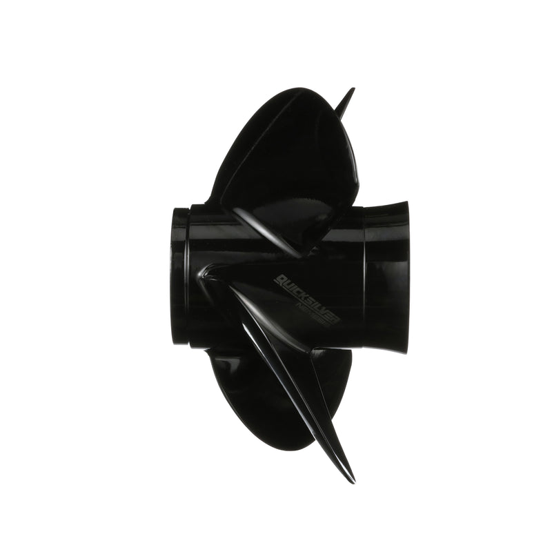 Quicksilver 8M0055534 Nemesis 4-Blade Aluminum Propeller - 14" diameter x 17" pitch, Right Hand Rotation, 90 CT - 300 HP Mercury/MerCruiser, Black Finish - 8M0055534