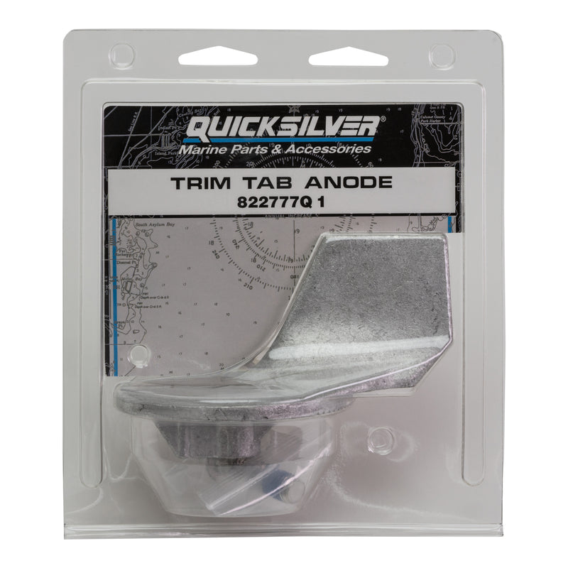 Quicksilver 822777Q1 Aluminum Trim Tab Anode - Mercury or Mariner Outboards and MerCruiser Stern Drives Using High Rake Propellers - 822777Q1