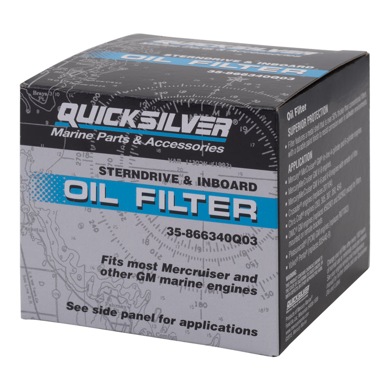 Quicksilver 866340Q03 Oil Filter - MerCruiser Stern Drive and Inboard Engines - 866340Q03