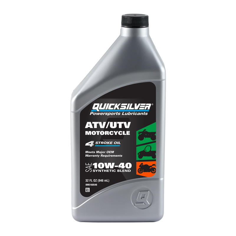 Quicksilver 8M0166408 10W-40 Synthetic Blend ATV/UTV/Motorcycle Oil – 1 Quart - 8M0166408