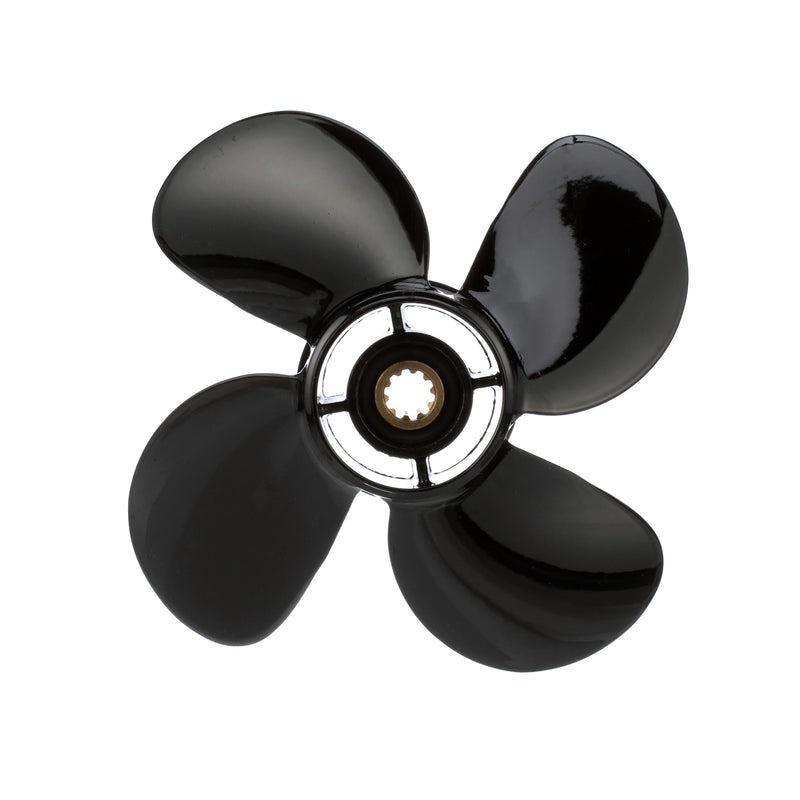 Quicksilver 8M8027517 Nemesis 4-Blade Aluminum Propeller - 9.3" diameter x 11" pitch, Right Hand Rotation, 25 HP - 30 HP Mercury FourStroke (2006 & Newer), Black Finish - 8M8027517