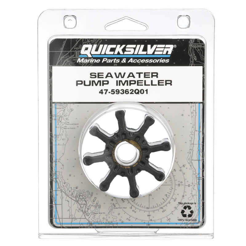 Quicksilver 59362Q01 Sea Water Pump Impeller - MerCruiser Engines with Engine Mounted, Two-Piece, Plastic Housing - 59362Q01