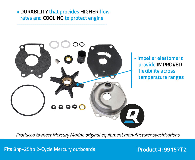 Quicksilver 99157T2 Upper Water Pump Repair Kit for Mercury BigFoot 4-Stroke Outboards - 99157T2