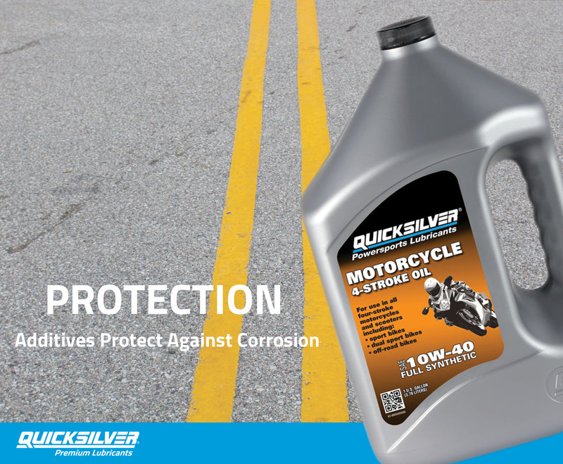 Quicksilver 10W-40 Full Synthetic Motorcycle Oil – 1 Gallon - 8M0060085
