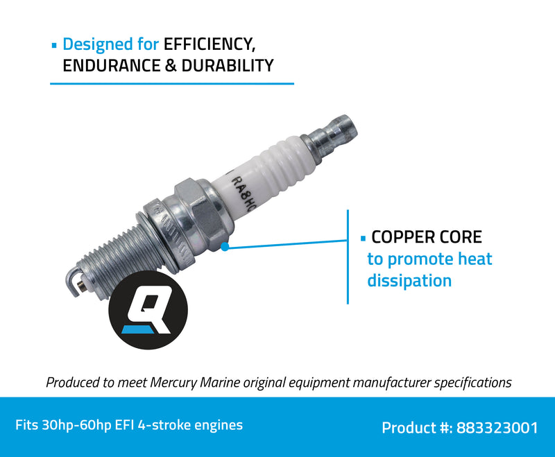 Quicksilver 883323001 Champion RA8HC Copper Plus Spark Plug - 883323001