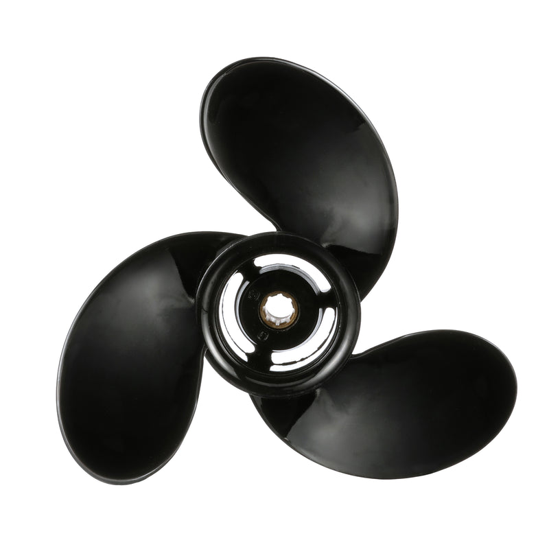 Quicksilver QA2128R Black Diamond 3-Blade Aluminum Propeller - 9" diameter x 9" pitch, Right Hand Rotation, 6 HP - 15 HP Mercury (except 8/9.9 FourStroke 2005 & Newer), Black Finish - QA2128R