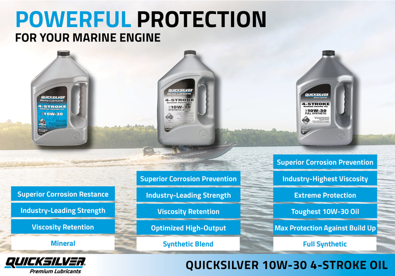 Quicksilver 10W-30 Full Synthetic Marine Engine Oil - 1 Quart - 8M0175780