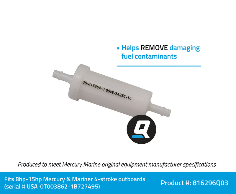 Quicksilver 816296Q03 In-Line Fuel Filter Element - Mercury and Mariner Outboards - 816296Q03