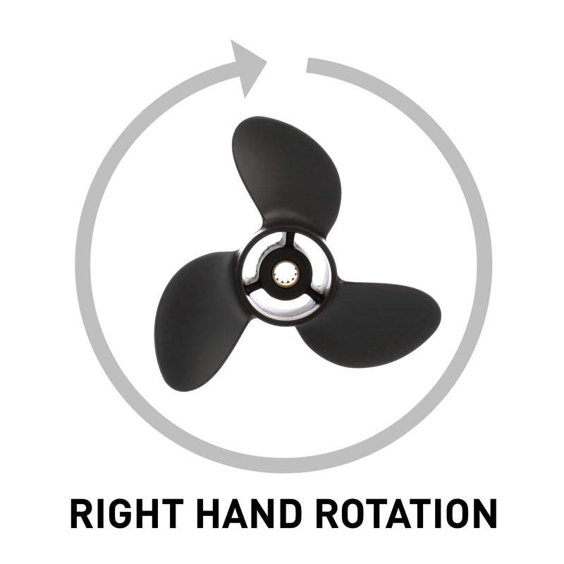 Quicksilver QA3184R Black Diamond 3-Blade Aluminum Propeller - 7.8" diameter x 8" pitch, Right Hand Rotation, 4 HP - 6 HP Mercury, Black Finish - QA3184R