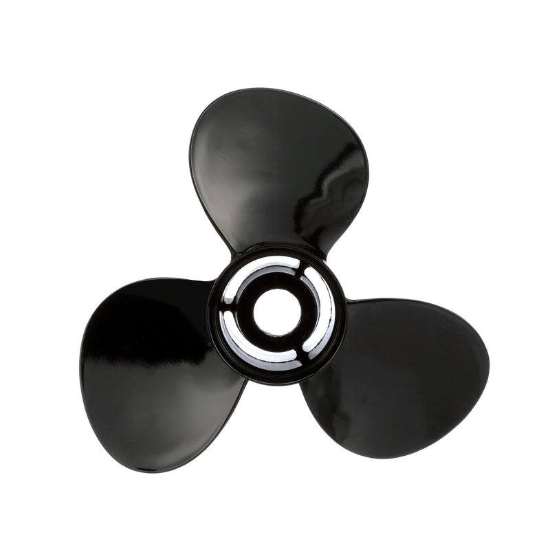 Quicksilver QA3832X Black Diamond 3-Blade Aluminum Propeller - 14" diameter x 13" pitch, Right Hand Rotation, 85 HP - 140 HP Evinrude/Johnson V4, Black Finish - QA3832X