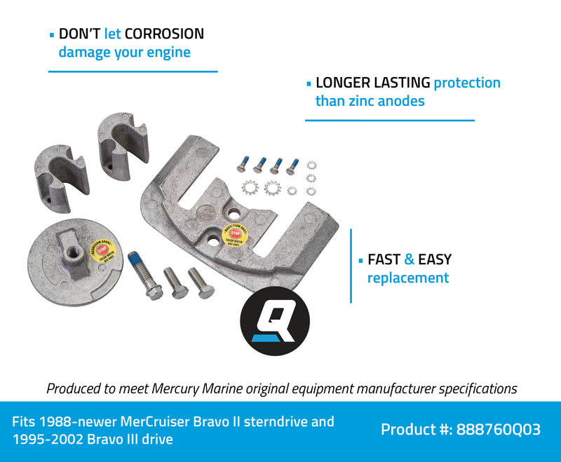 Quicksilver 888760Q03 Magnesium Anode Kit - MerCruiser Bravo II and Bravo III Drives - 888760Q03