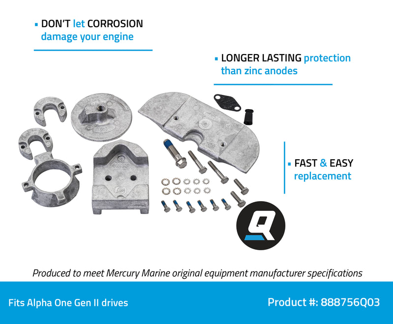 Quicksilver 888756Q03 Aluminum Anode Kit - Alpha One Gen II Drives - 888756Q03