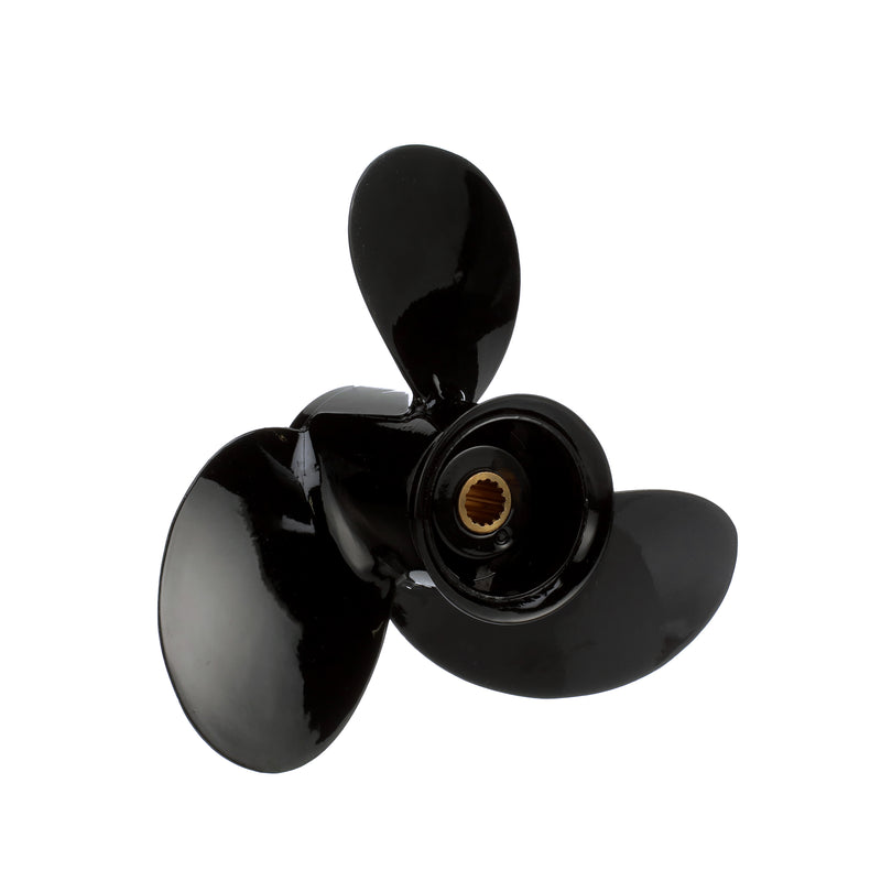 Quicksilver QA2175R Black Diamond 3-Blade Aluminum Propeller - 9.25" diameter x 10" pitch, Right Hand Rotation, 15 HP - 20 HP Mercury FourStroke, 9.9 CT 2005 & Newer, Black Finish - QA2175R