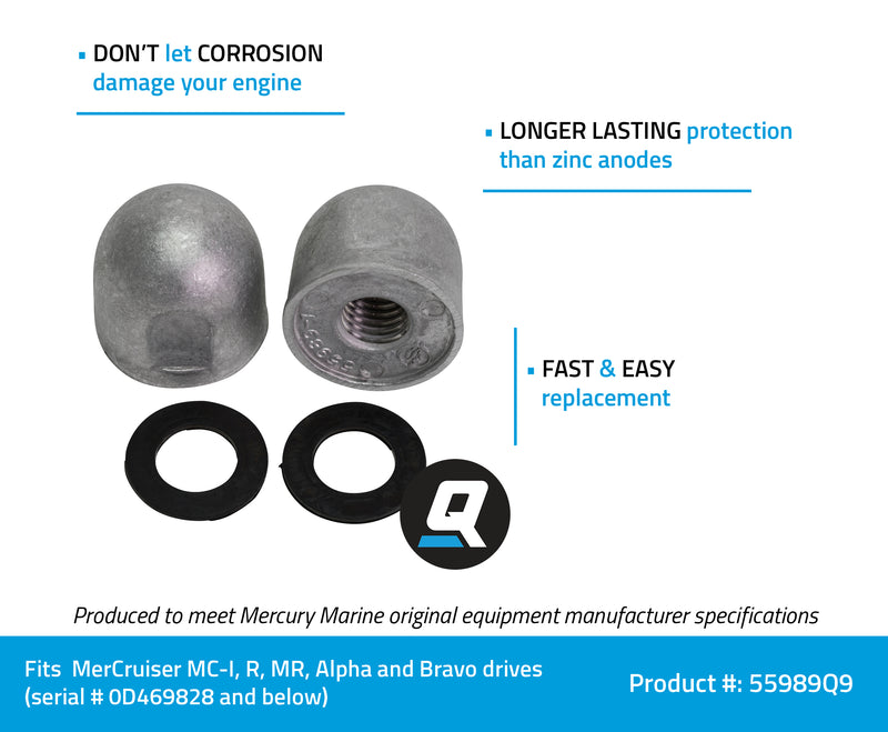 Quicksilver 55989Q9 Aluminum Anodes - MerCruiser Transom Plate Nuts - 55989Q9