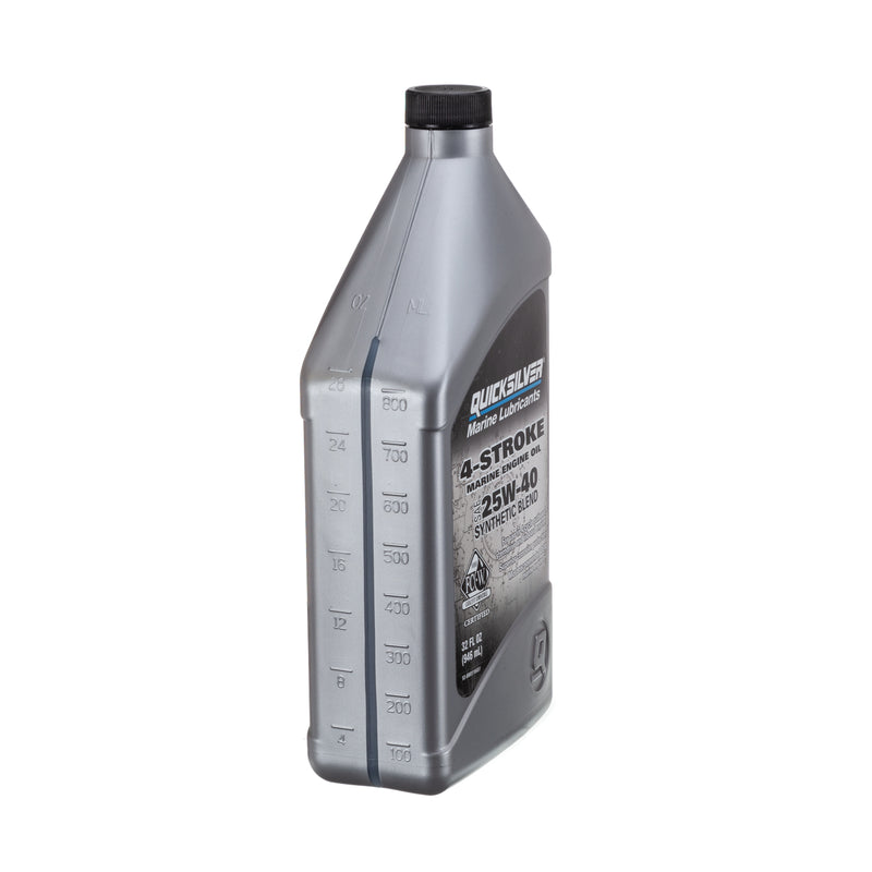 Quicksilver 8M0116451 Synthetic Blend Four Stroke Oil - SAE 25W40 - 1 Quart Bottle - 8M0116451