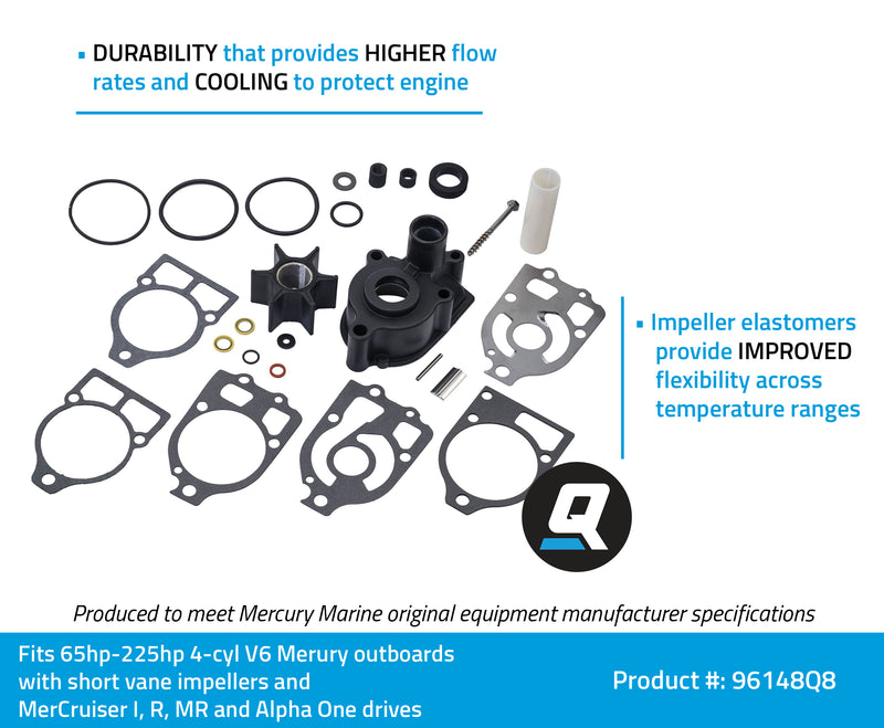 Quicksilver 96148Q8 Water Pump Repair Kit - Mercury and Mariner Outboards and MerCruiser Stern Drives - 96148Q8