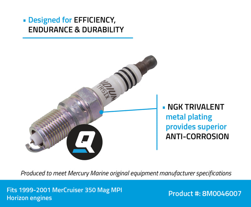 Quicksilver 8M0046007 NGK TR5IX Iridium Spark Plug, 1-Pack - 8M0046007