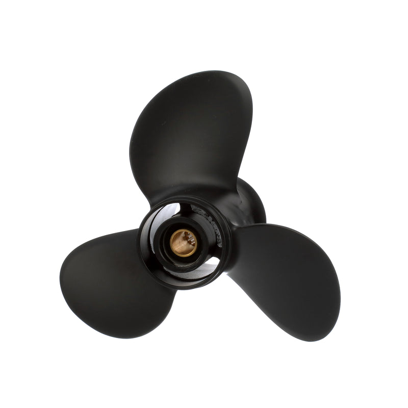 Quicksilver QA3168R Black Diamond 3-Blade Aluminum Propeller - 9.25" diameter x 10" pitch, Right Hand Rotation, 8 HP - 15 HP Evinrude/Johnson w/13-tooth Spline, Black Finish - QA3168R