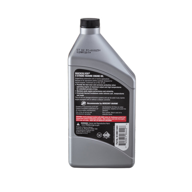 Quicksilver 8M0116451 Synthetic Blend Four Stroke Oil - SAE 25W40 - 1 Quart Bottle - 8M0116451