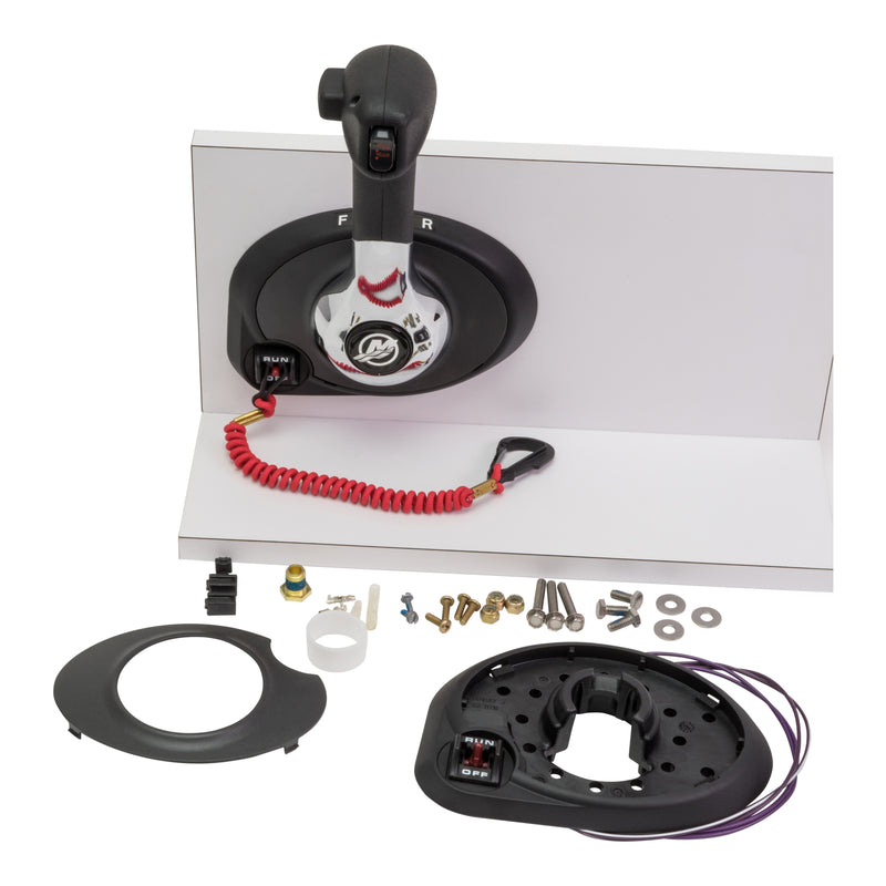 Quicksilver 8M0030551 Single Engine Panel Mount Outboard and Stern Drive Engine Remote Control - with Trim Switch and Lanyard Stop Switch - 8M0030551