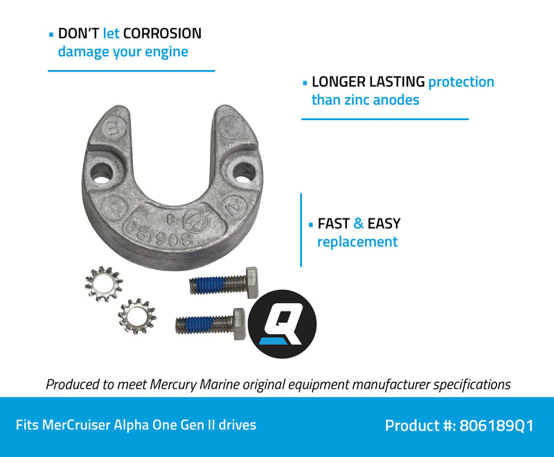 Quicksilver 806189Q1 Aluminum Anode - MerCruiser Alpha One Gen II Trim Cylinders - 806189Q1