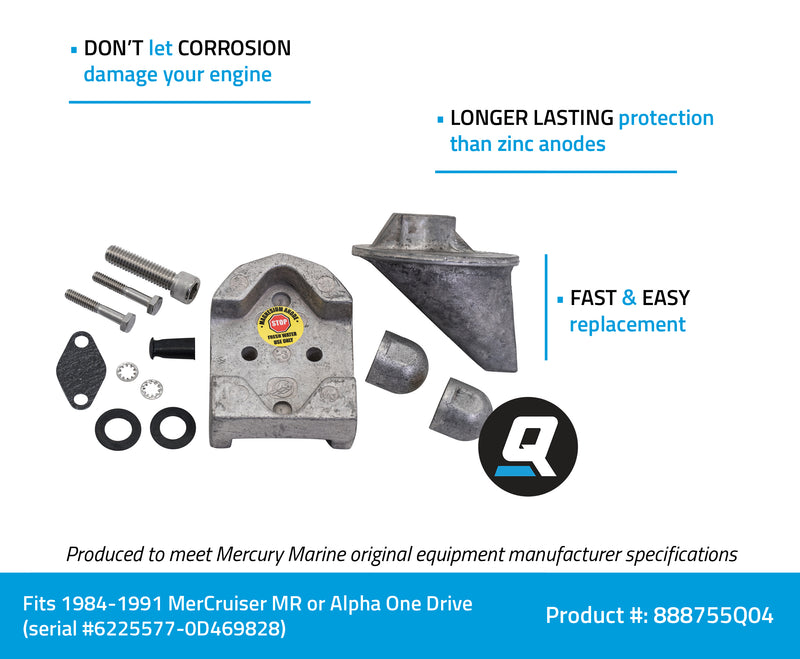 Quicksilver 888755Q04 Magnesium Anode Kit - MerCruiser MR and Alpha One Drives - 888755Q04