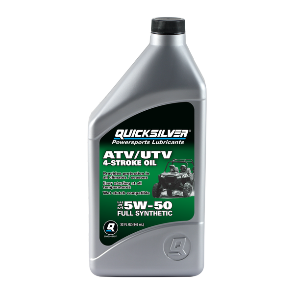 Quicksilver 8M0149407 5W-50 Full Synthetic 4-Stroke ATV/UTV Engine Oil – 1 Quart - 8M0149407