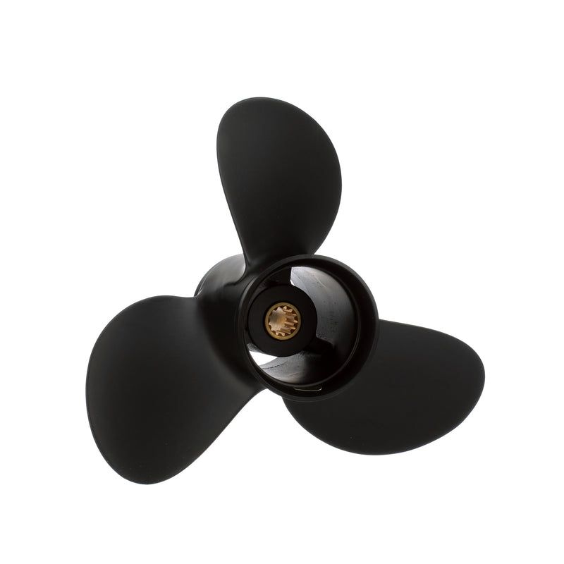 Quicksilver QA3170R Black Diamond 3-Blade Aluminum Propeller - 9.25" diameter x 11" pitch, Right Hand Rotation, 8 HP - 15 HP Evinrude/Johnson w/13-tooth Spline, Black Finish - QA3170R